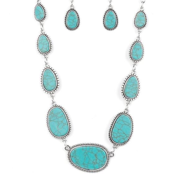 Paparazzi: Elemental Exploration, Blue Necklace, Earrings, & Bracelet - Picture 5 of 6